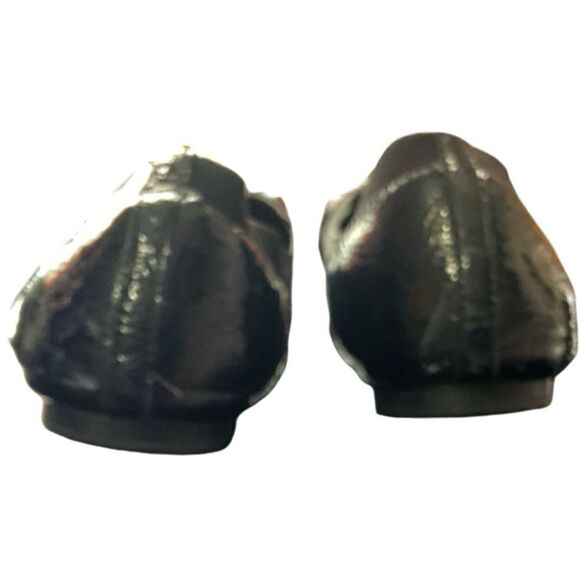 Tory Burch Carolines Black Patent Leather Ballet Flat Shoes Gold Logo Medallion - Picture 4 of 6